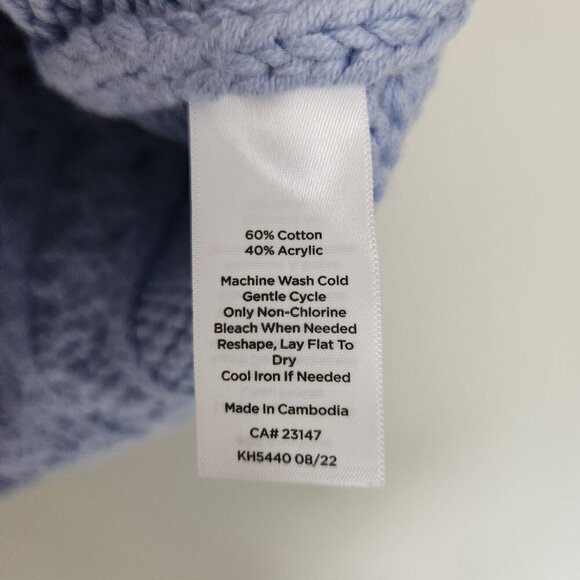 Talbots XLP Cable Knit V-Neck Sleeveless Sweater Vest Baby Blue Crew Neck Thick - Picture 5 of 6